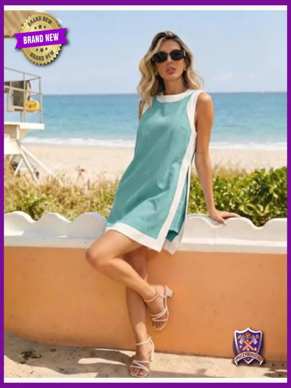2 Piece Lounge Set Matching Shorts with Pockets Sleeveless Top